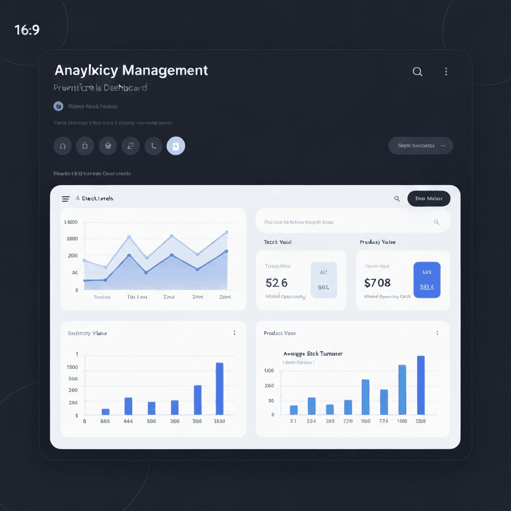 Analytics dashboard — a revenue chart, project mix, and KPI tiles across the reporting view