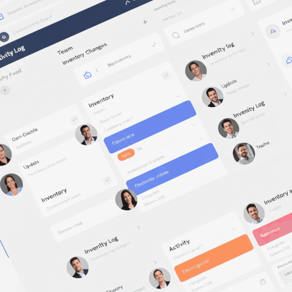 Client hub — a list of client cards with contact details and a recent activity feed